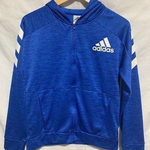 ADIDAS Boys Full Zip Up Blue Sweater size L (14/16)